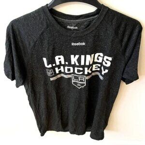Men's Reebok LA Kings Dark Gray Playdry Tee Shirt Size Large